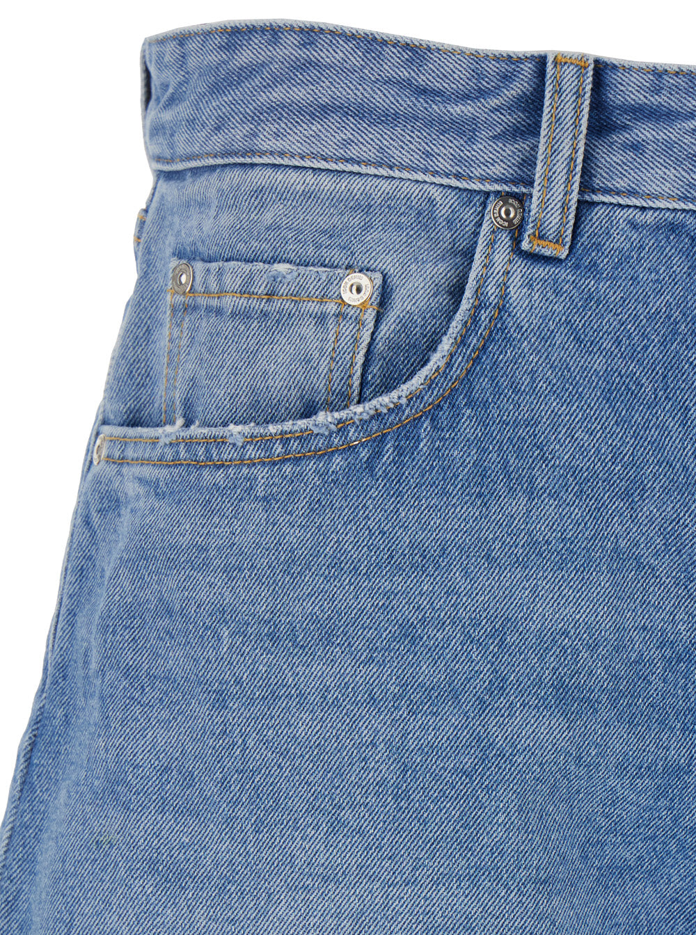 Light Blue Bermuda Pants with Wide Leg and Logo Patch on the Rear in Denim Man Shorts