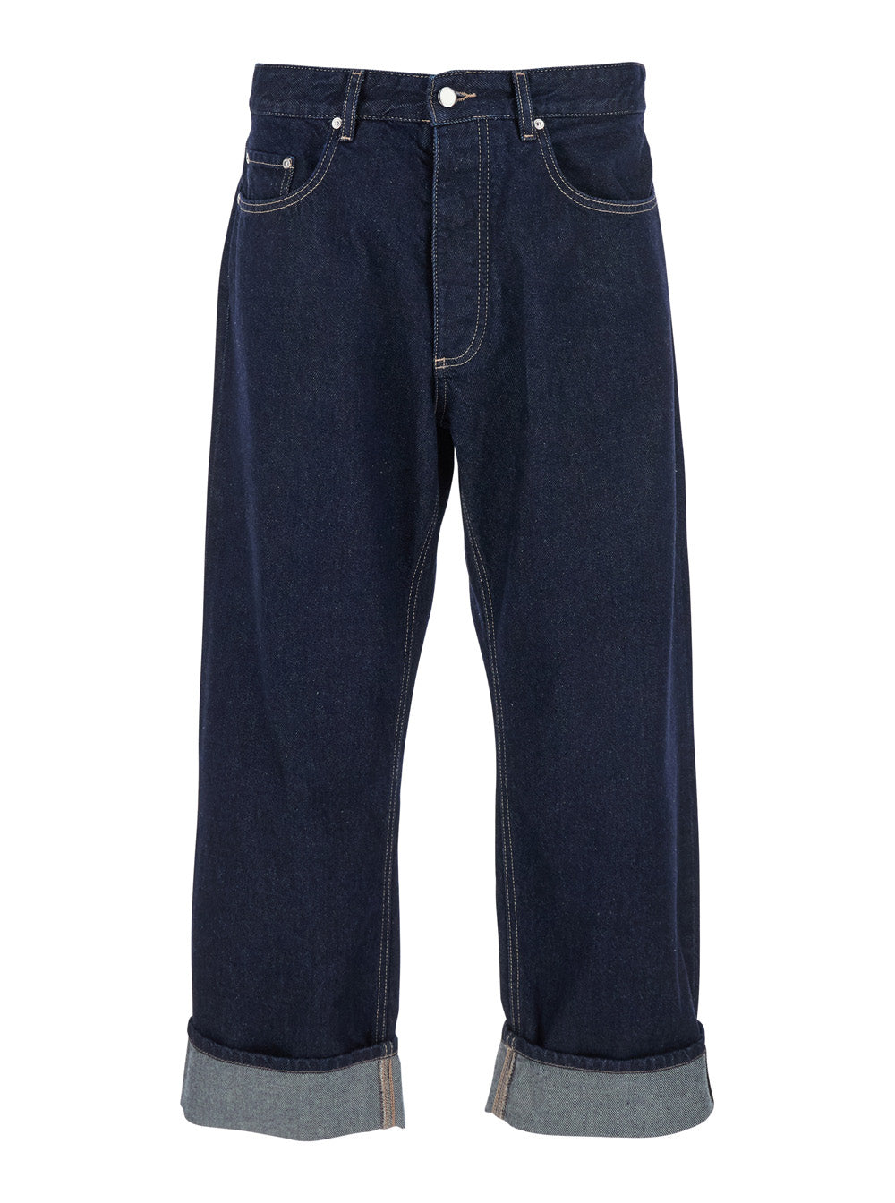 Ross Blue 5-Pocket Jeans with Logo Patch in Cotton Denim Man Blu