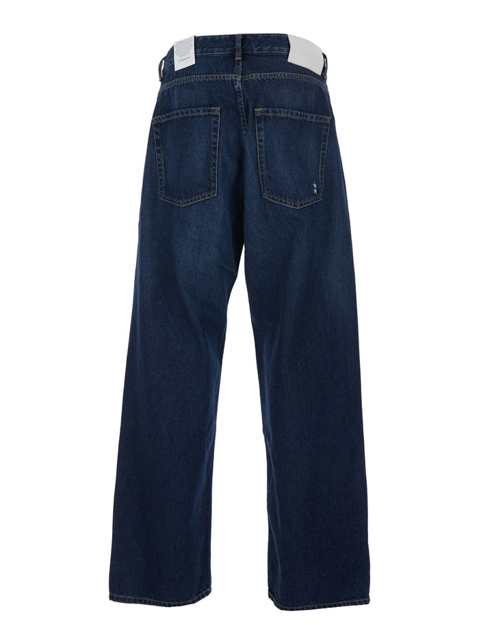 Will Blue 5-Pocket Jeans with Logo Patch in Cotton Denim Man Blu