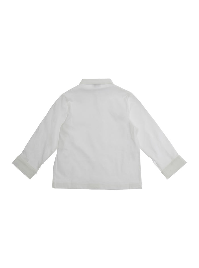 White Round Neck Shirt With Front Logo Cotton Baby And Blouses