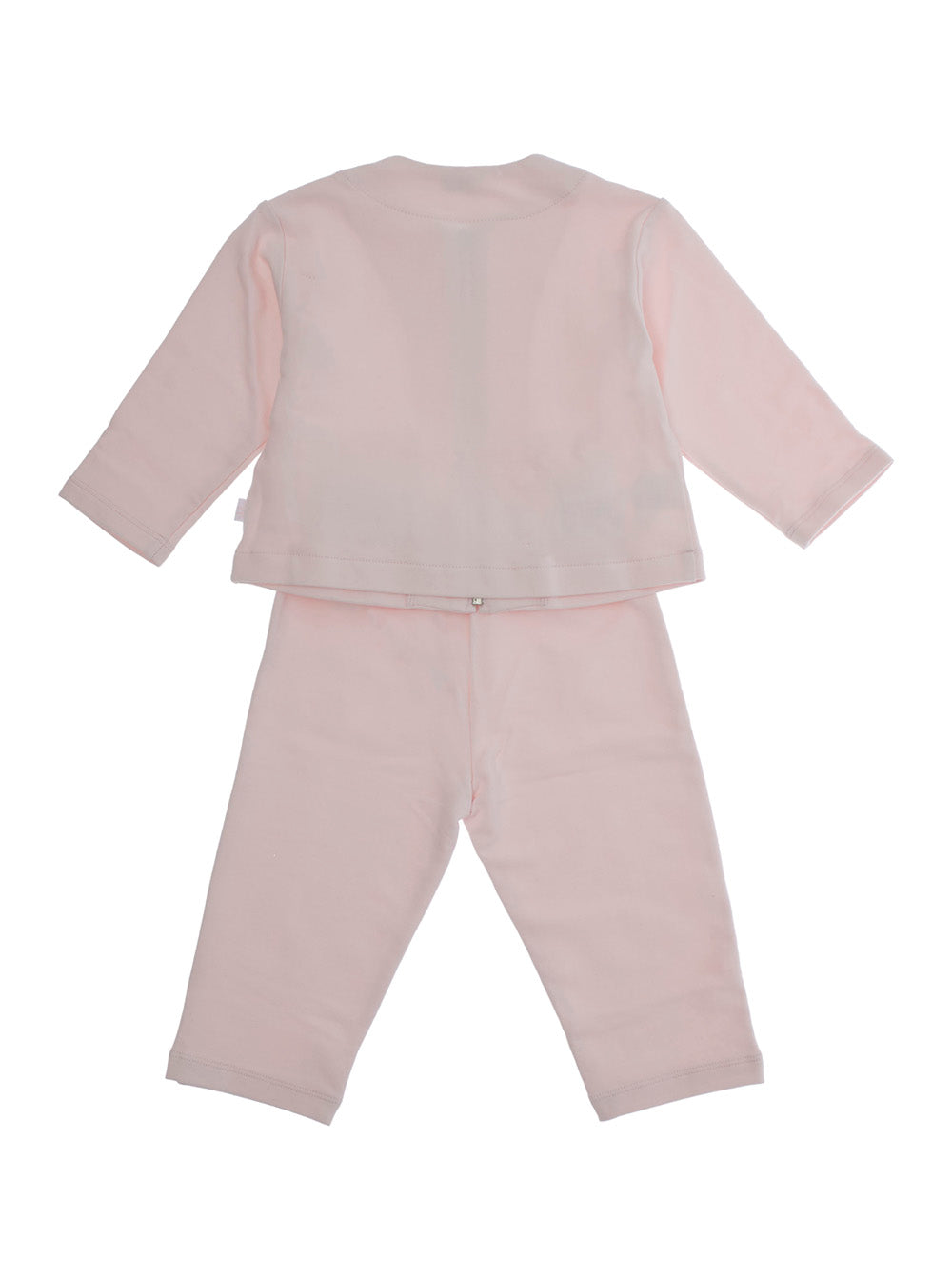 Pink Crewneck Suit With Front Zip Closure Cotton Stretch Baby Elastane Suits