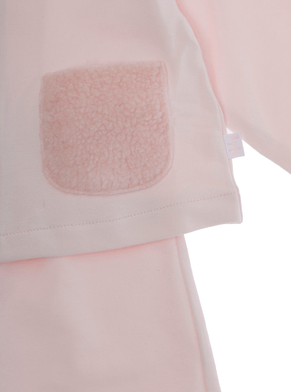 Pink Crewneck Suit With Front Zip Closure Cotton Stretch Baby Elastane Suits
