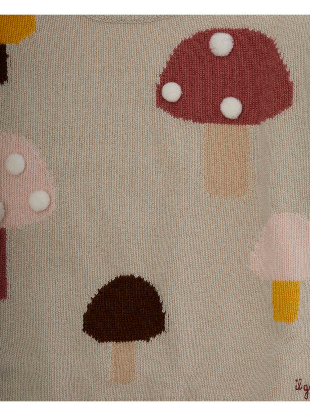 Beige Crew Neck Sweater With Front Embroidery Wool Girl Jersey