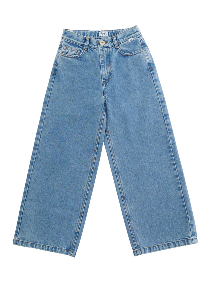 Light Blue Five-Pocket Jeans With Belt Loops Denim Girl Cotton