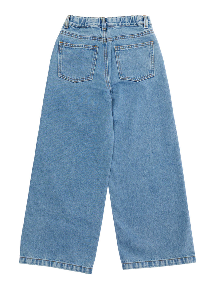 Light Blue Five-Pocket Jeans With Belt Loops Denim Girl Cotton
