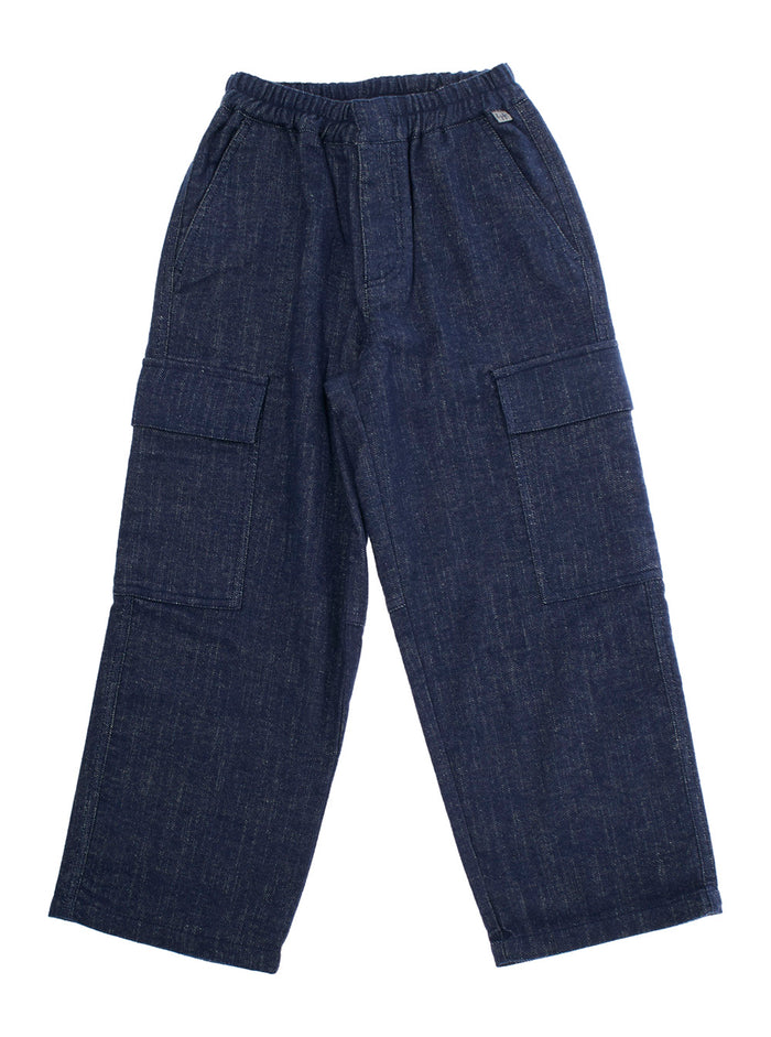Blue Pants With Elastic Waist And Logo Patch On The Front Cotton Blend Boy Blu Polyester Other Fibers Trousers