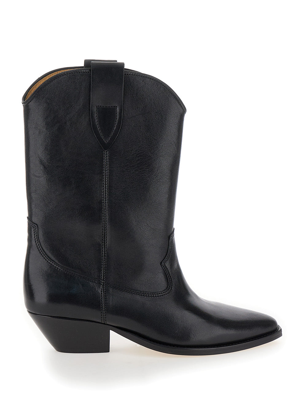 Duetro Black Ankle Boots with Western Heel in Leather Woman Calf