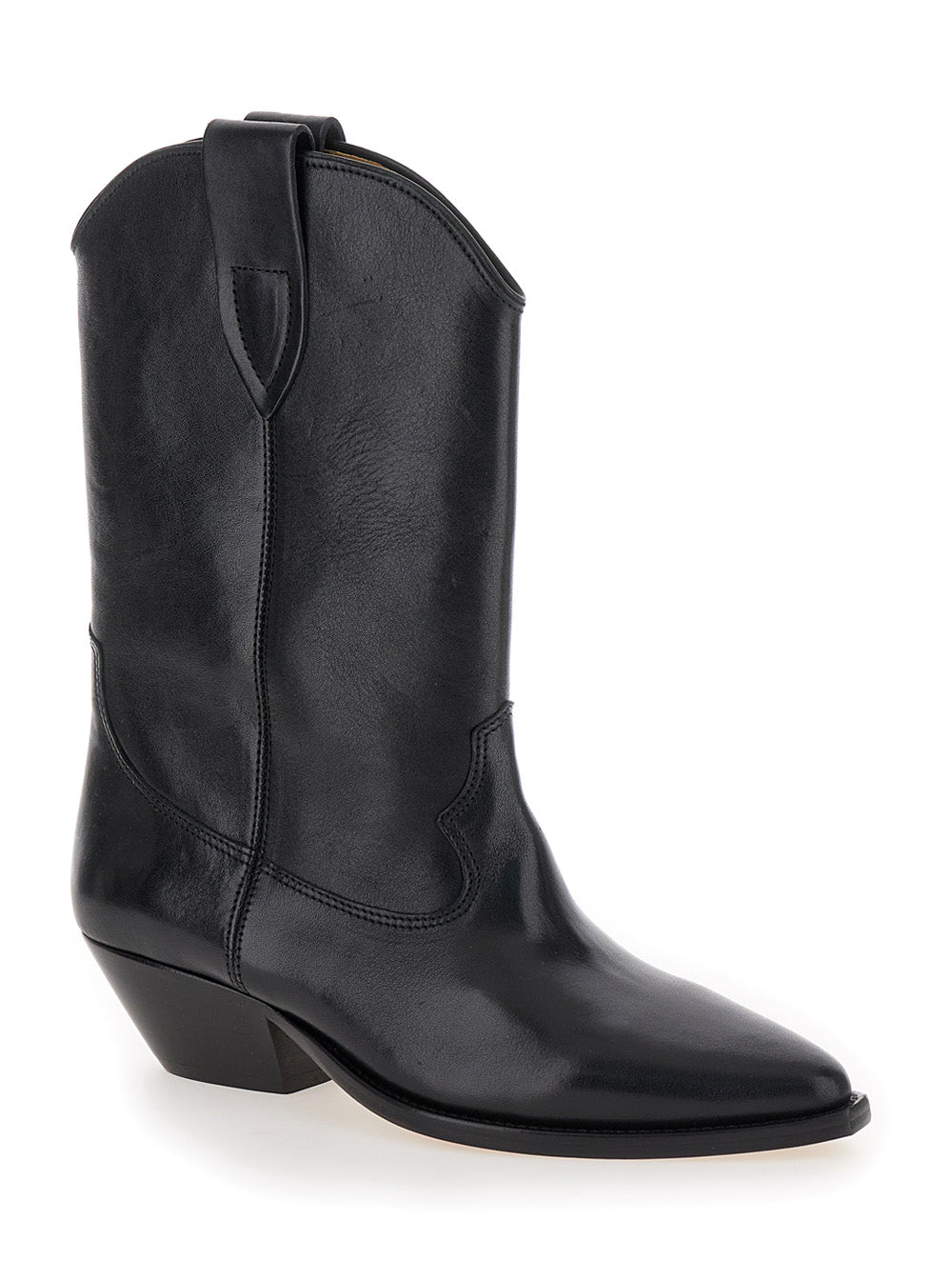 Duetro Black Ankle Boots with Western Heel in Leather Woman Calf
