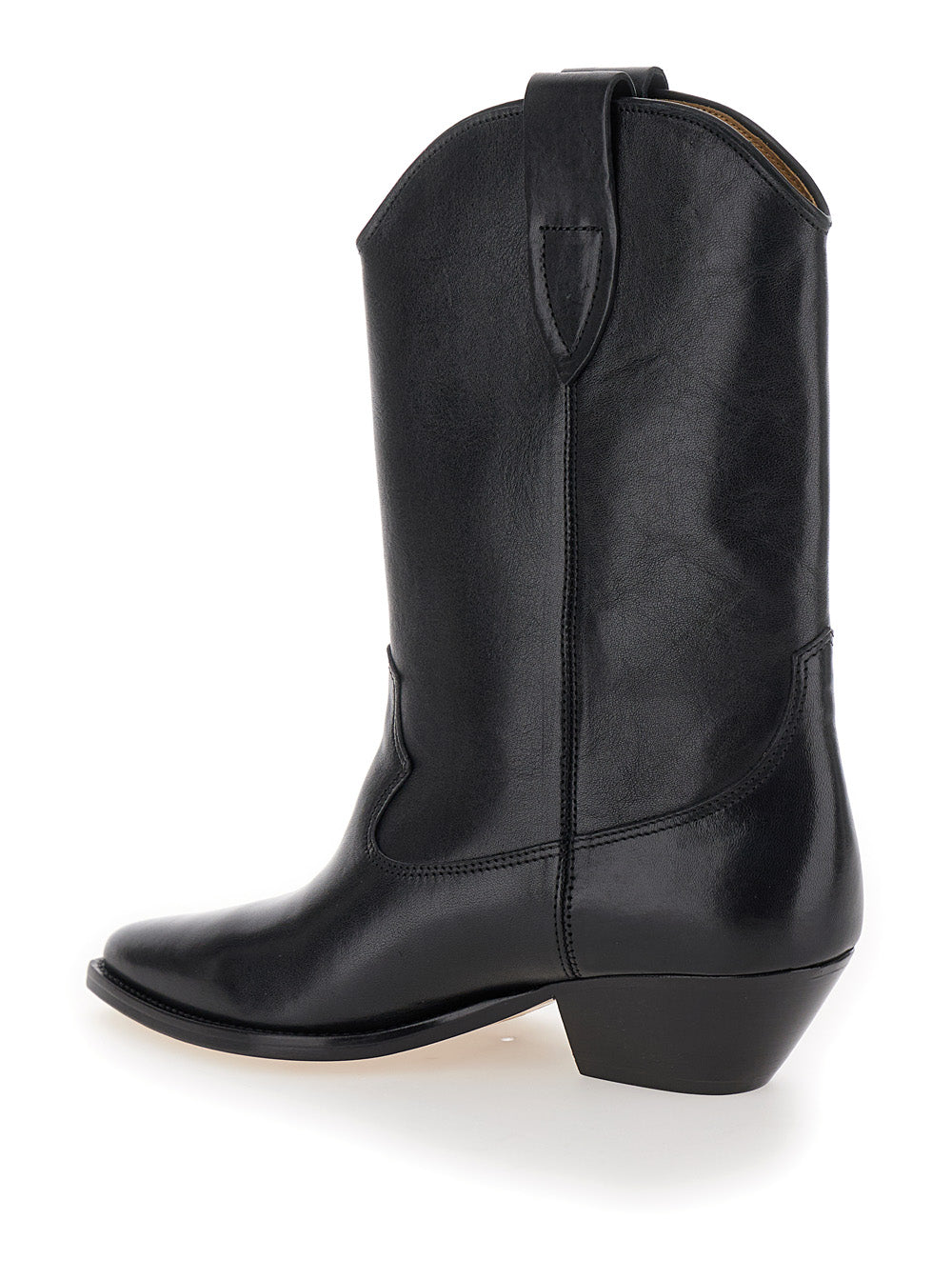 Duetro Black Ankle Boots with Western Heel in Leather Woman Calf