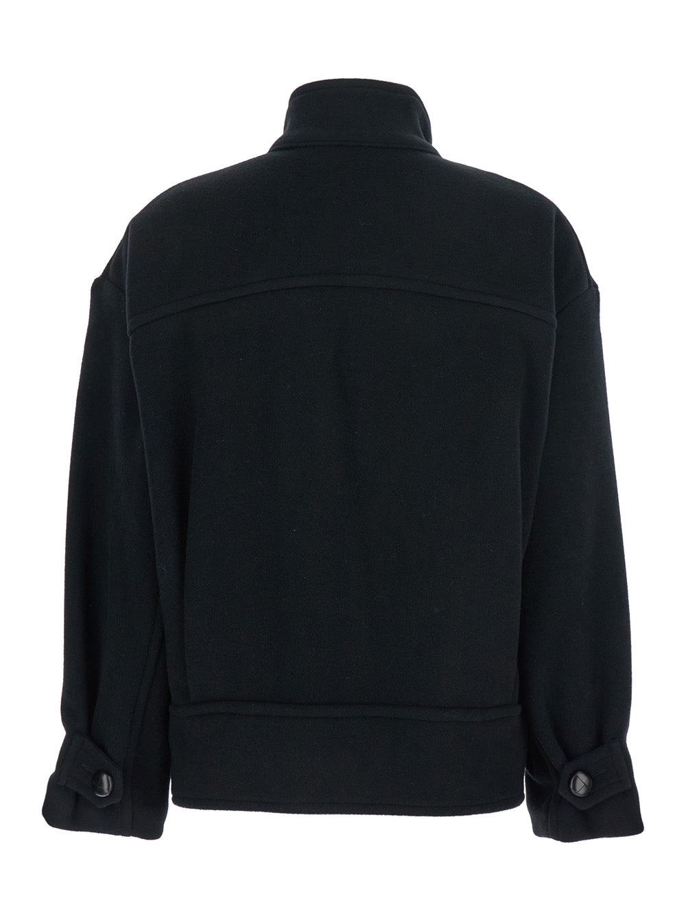 Hanis Black Jacket With Stand-Up Collar And Dropped Shoulders Wool Blend Woman Polyamide