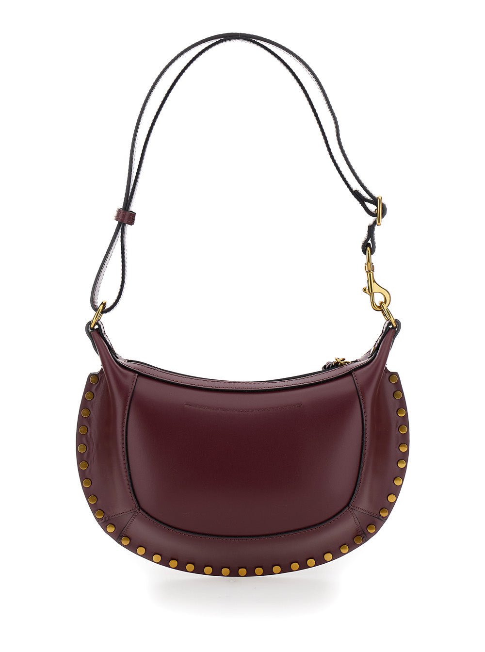 Oskan Moon Bordeaux Shoulder Bag With Studs Detailing Leather Woman