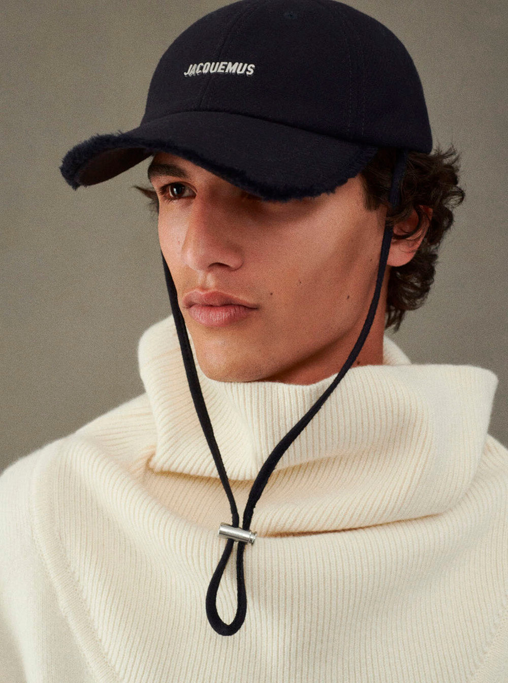 La Casquette Artichau Blue Baseball Cap With Adjustable Drawstring And Fringed Hem Wool Blend Man Blu Polyamide Hats Gloves