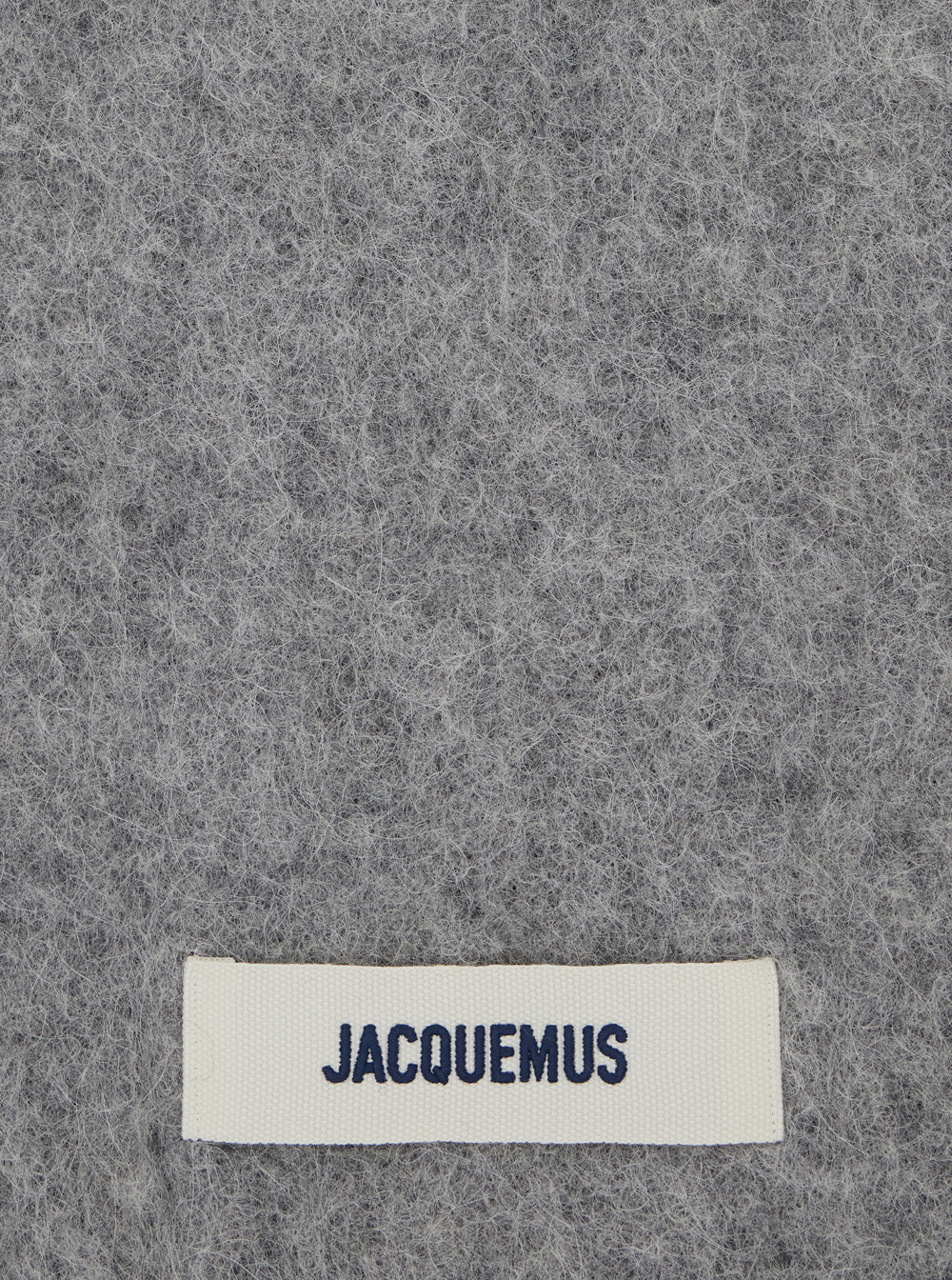 LEcharpe Carro Grey Scarf with Logo Patch on the Front and Fringed Hem in Wool Blend Man Alpaca Polyamide Scarfs Foulards