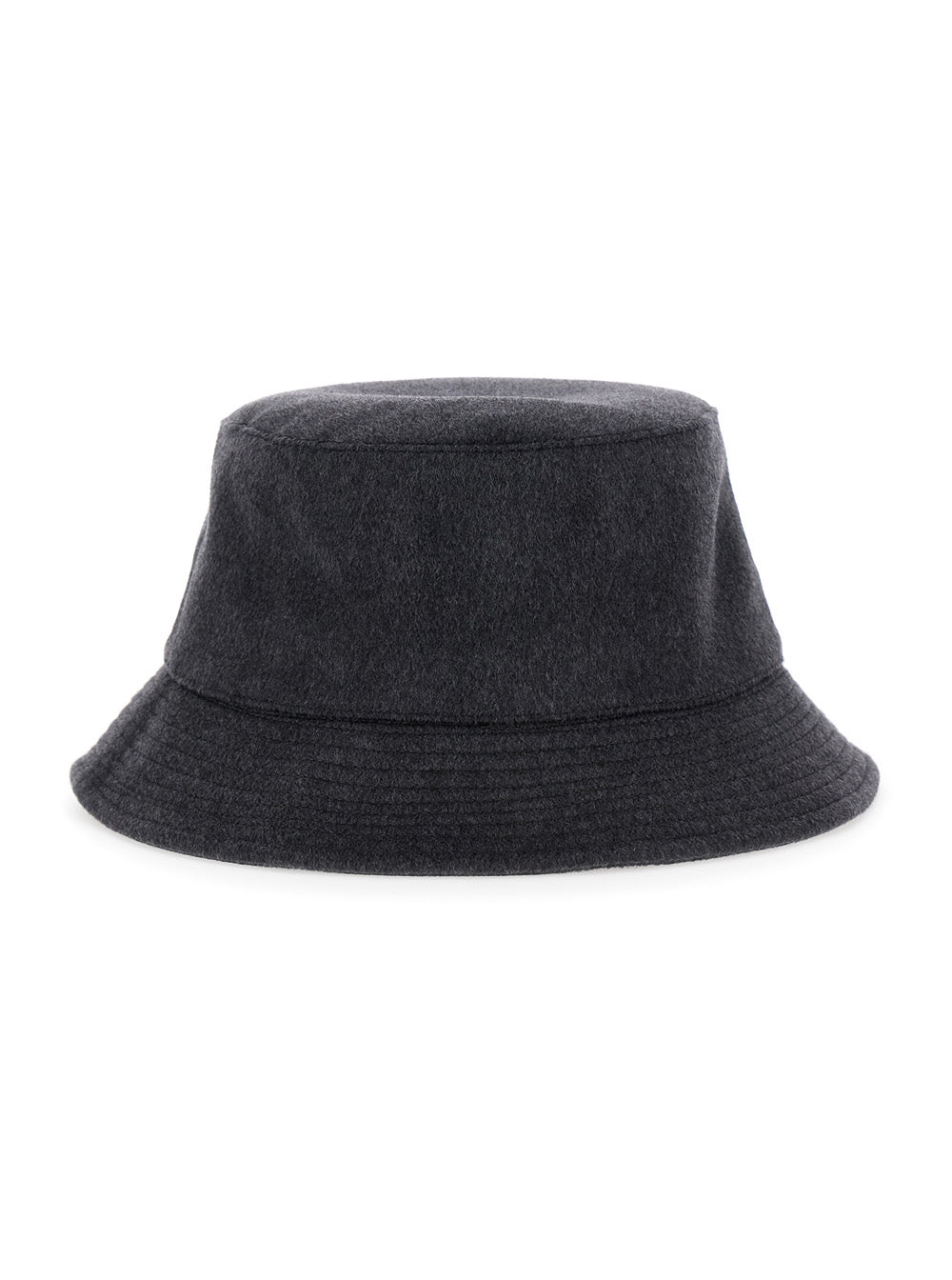 Le Bob Cachemiro Grey Bucket Hat with Logo Lettering Embroidery on the Front and Ribbed Brim in Wool Man Virgiin Gloves