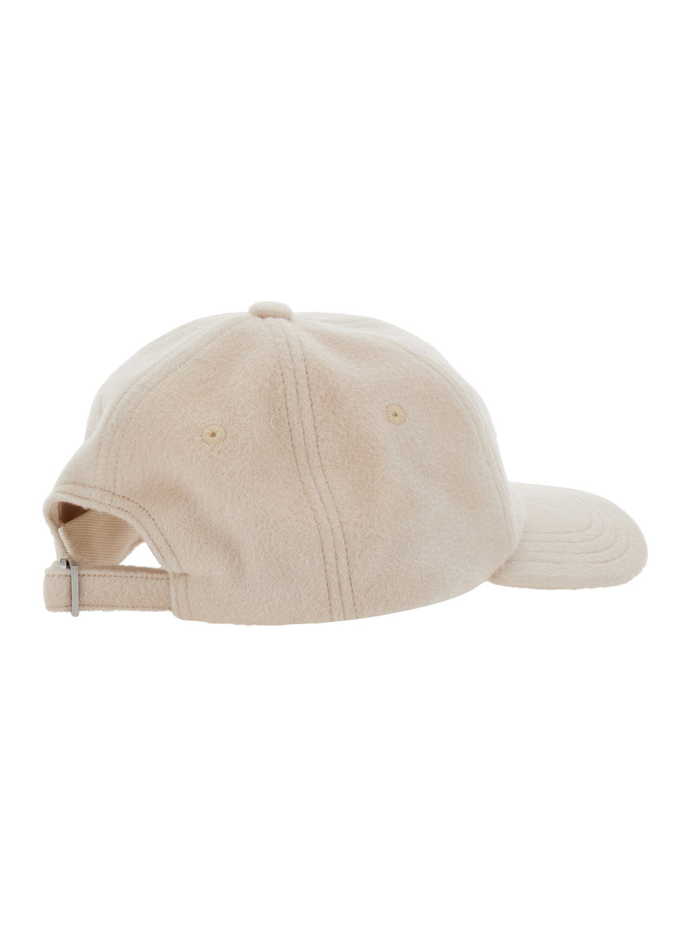 Beige Baseball Cap with Logo Lettering Embroidery on the Front in Wool Man Hats And Gloves