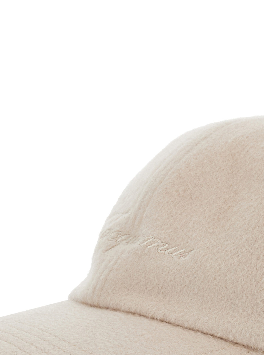 Beige Baseball Cap with Logo Lettering Embroidery on the Front in Wool Man Hats And Gloves