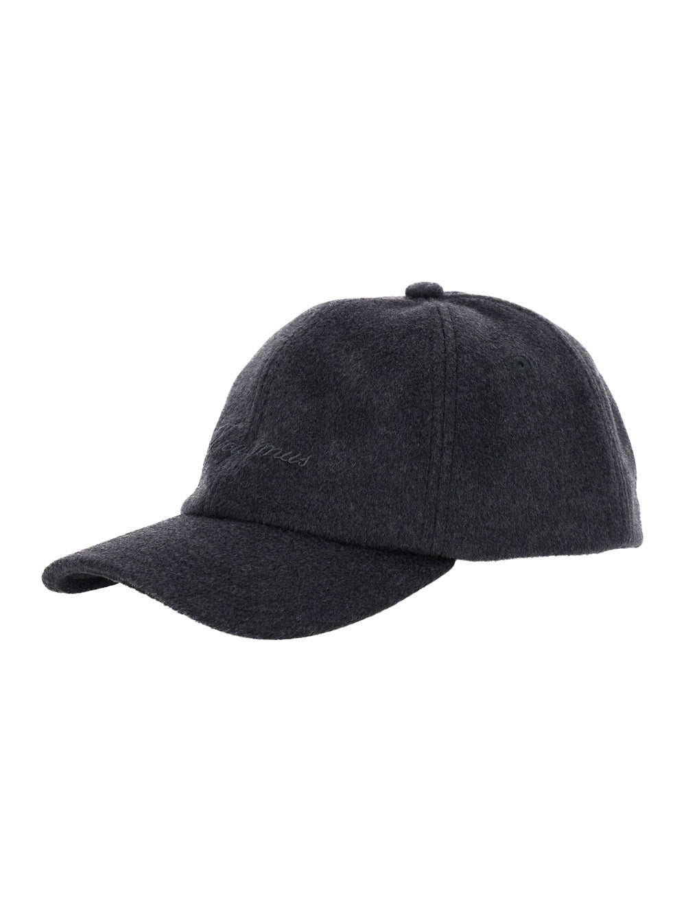 La Casquette Cachemiro Grey Baseball Cap with Logo Lettering Embroidery on the Front in Wool Woman Hats And Gloves