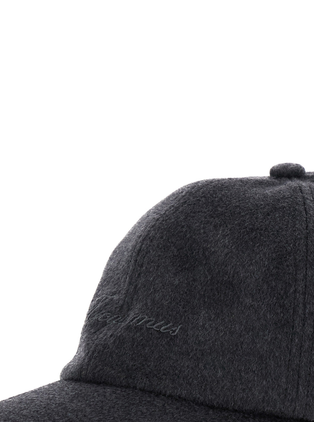 La Casquette Cachemiro Grey Baseball Cap with Logo Lettering Embroidery on the Front in Wool Woman Hats And Gloves