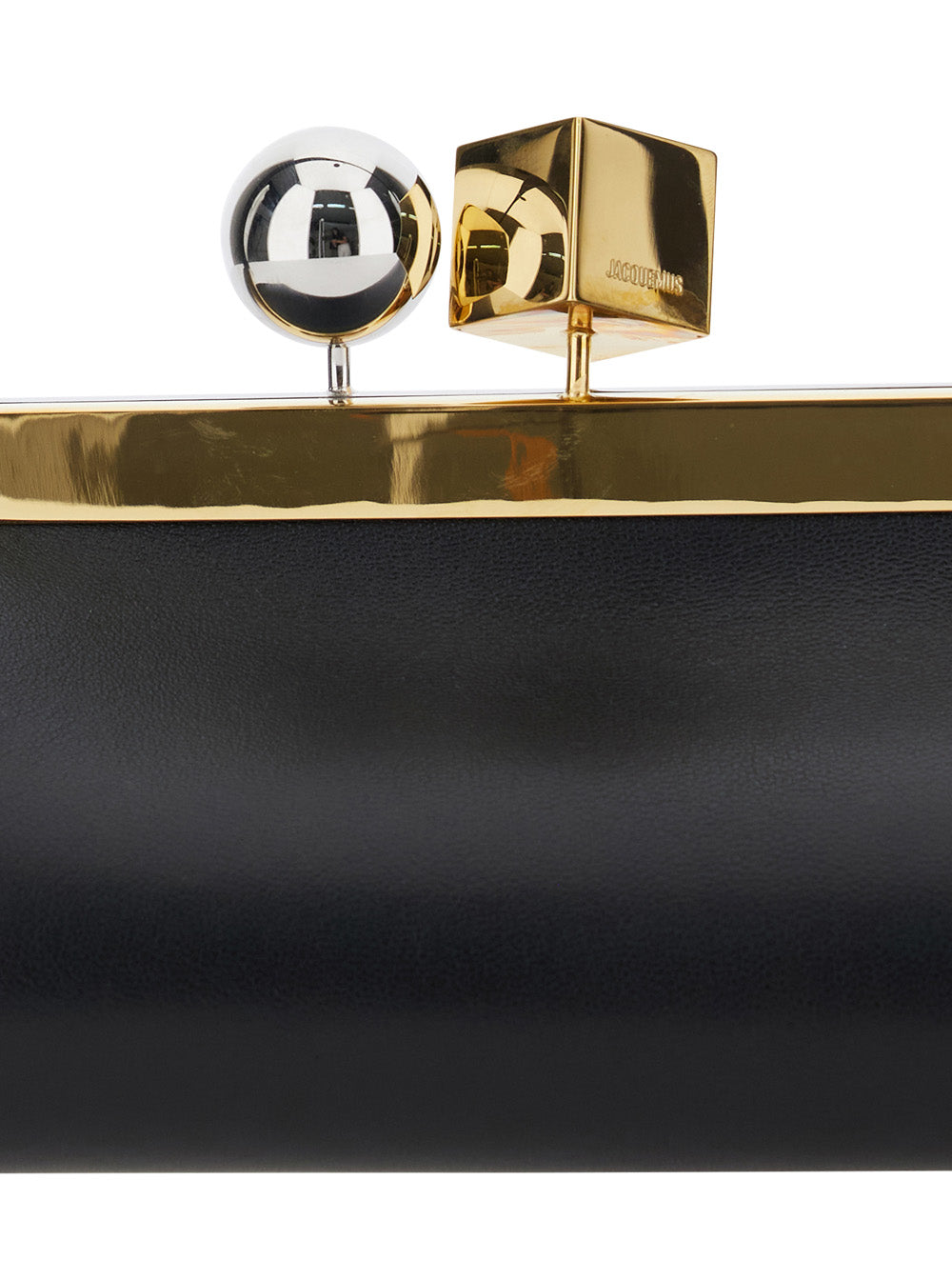 La Pochette Salon Black Shoulder Bag With Kiss-Lock Closure And Removable Strap Leather Woman Calf