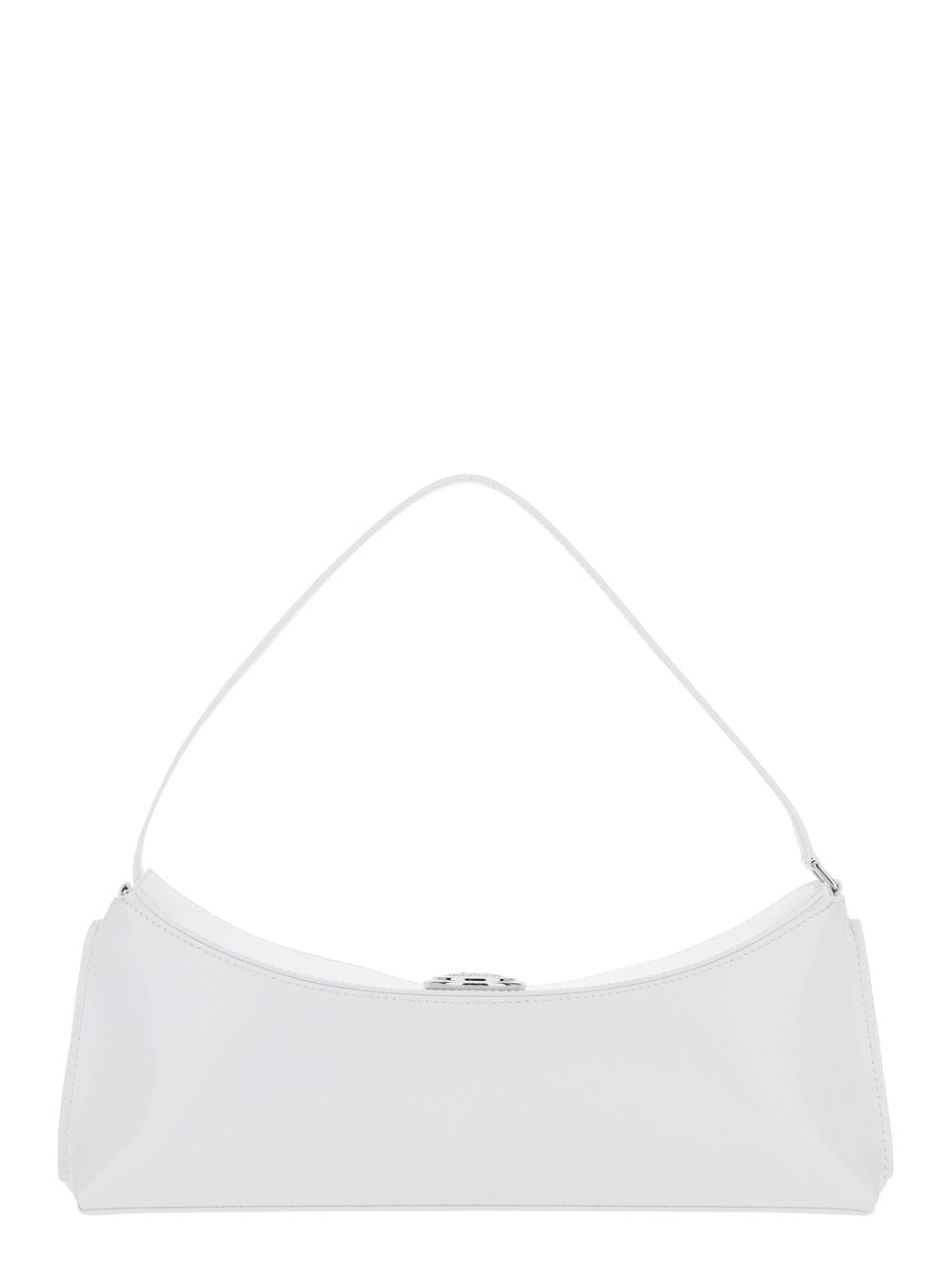 Le Calisso White Shoulder Bag with Engraved Snap Button in Leather Woman Calf