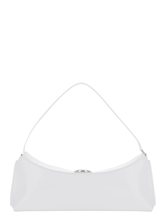 Le Calisso White Shoulder Bag with Engraved Snap Button in Leather Woman Calf