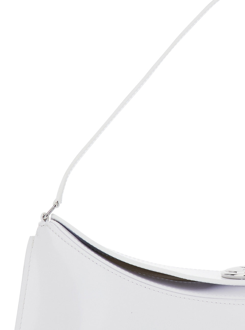 Le Calisso White Shoulder Bag with Engraved Snap Button in Leather Woman Calf