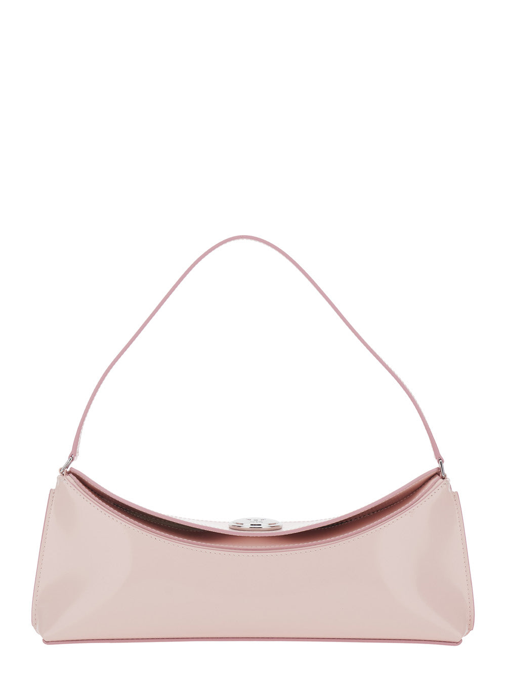 Le Calisso Pink Shoulder Bag with Engraved Snap Button in Leather Woman Calf
