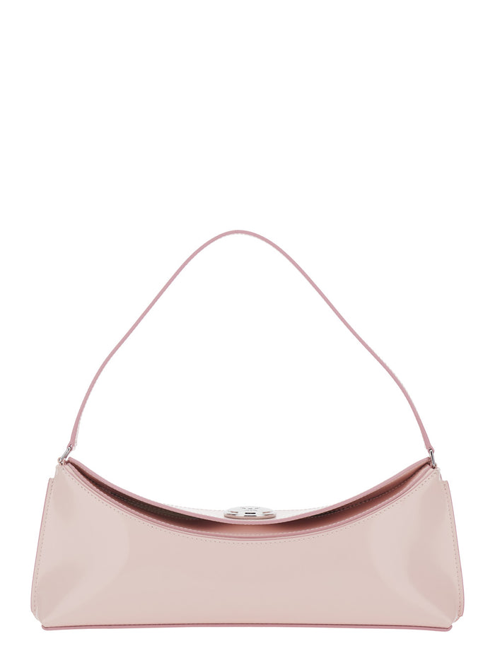 Le Calisso Pink Shoulder Bag with Engraved Snap Button in Leather Woman Calf