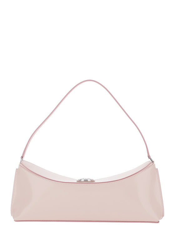 Le Calisso Pink Shoulder Bag with Engraved Snap Button in Leather Woman Calf