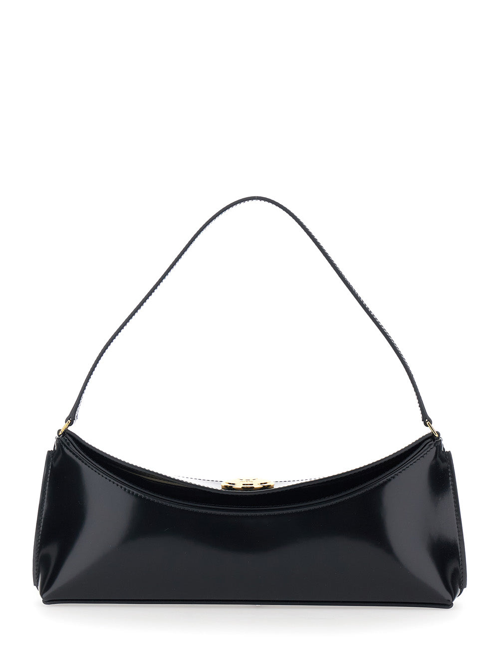 Le Calisso Black Shoulder Bag With Engraved Snap Button Leather Woman
