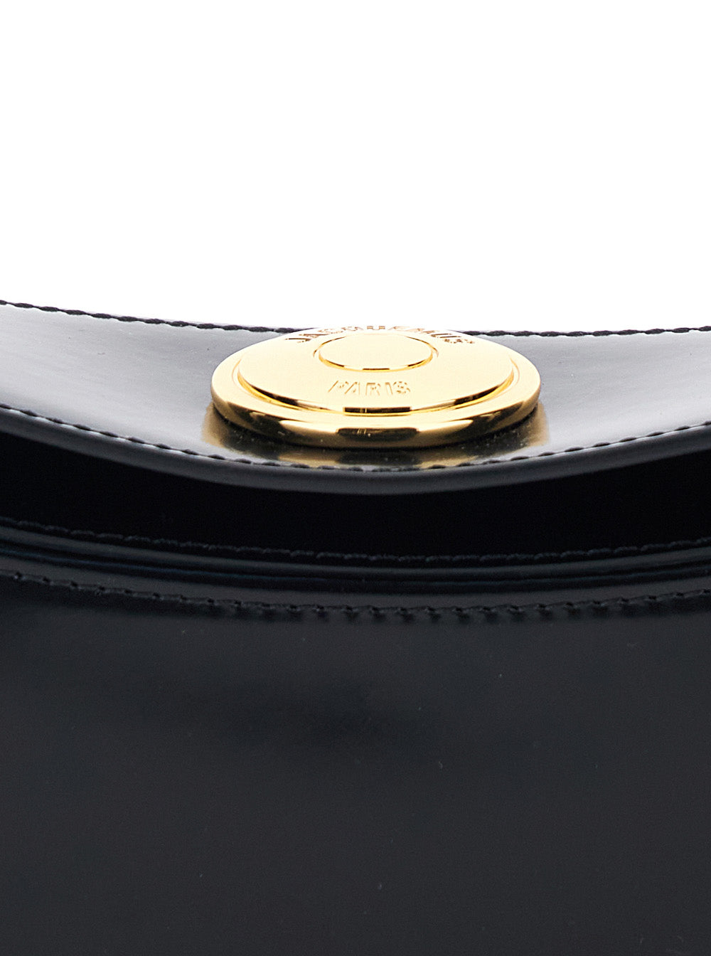 Le Calisso Black Shoulder Bag With Engraved Snap Button Leather Woman