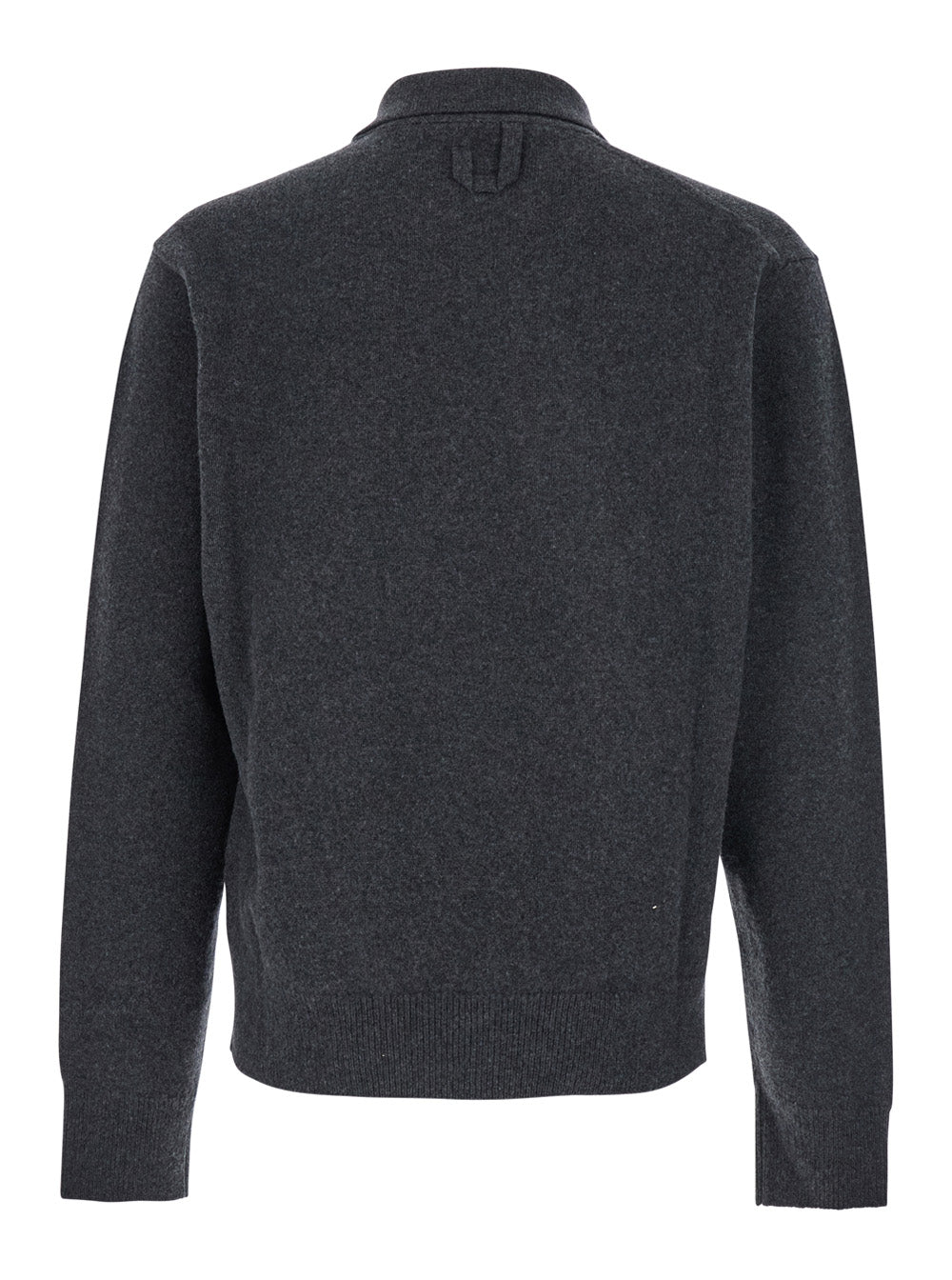 Grey Cardigan With Asymmetrical Design Wool Man Jersey