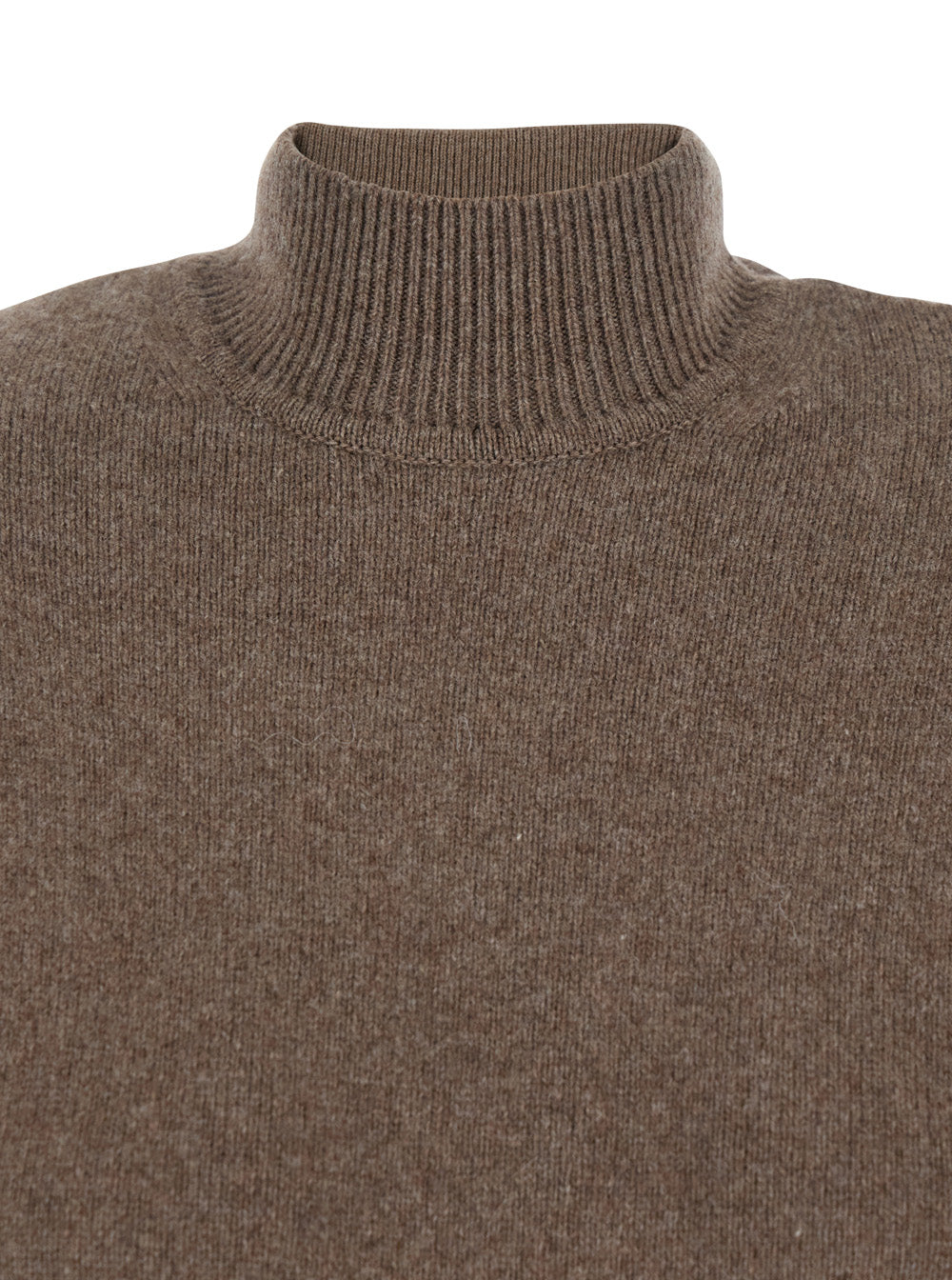 La Robe Maille Castagna Brown Dress with High Ribbed Neck in Wool Woman