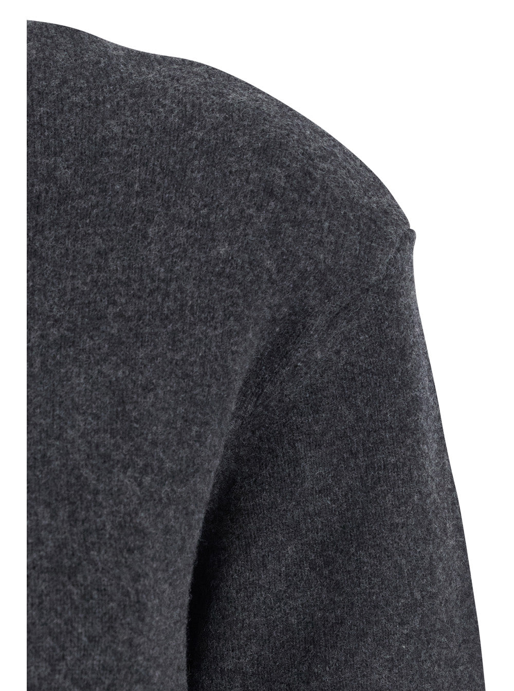 Grey High Neck Dress with Back Application in Wool Woman