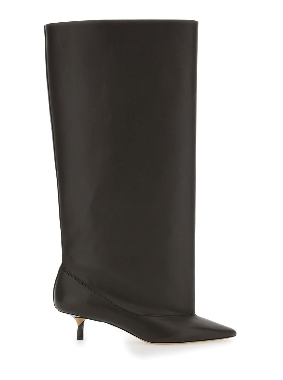 Brown Leather Pointed Toe Boots