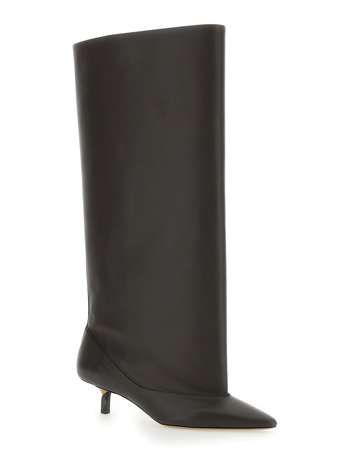 Les Bottes Tourni Brown Boots With Pointed Toe And Low Stiletto Heel Leather Woman