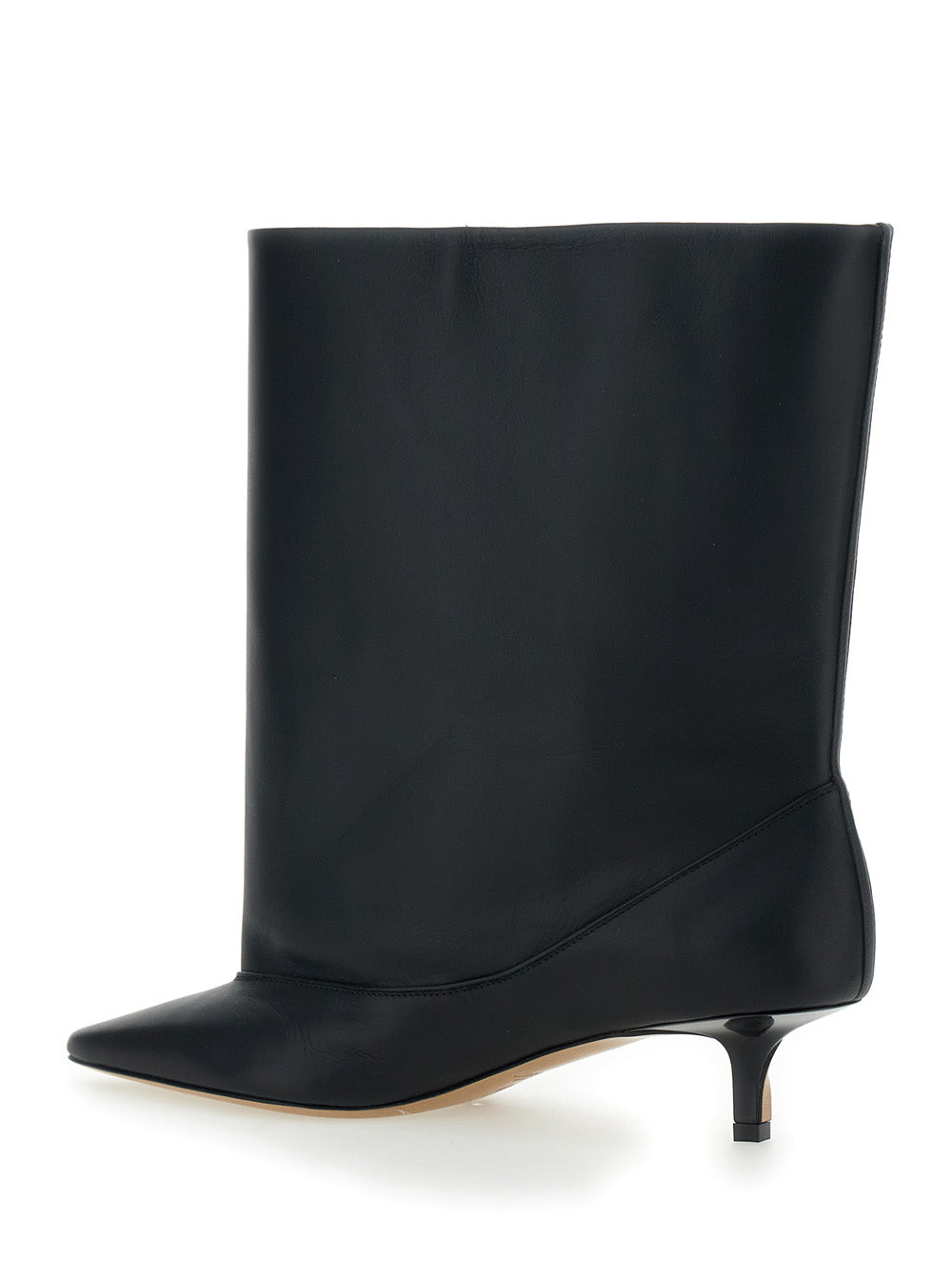 Les Bottes Tourni Black Ankle Boots With Pointed Toe And Low Stiletto Heel Leather Woman