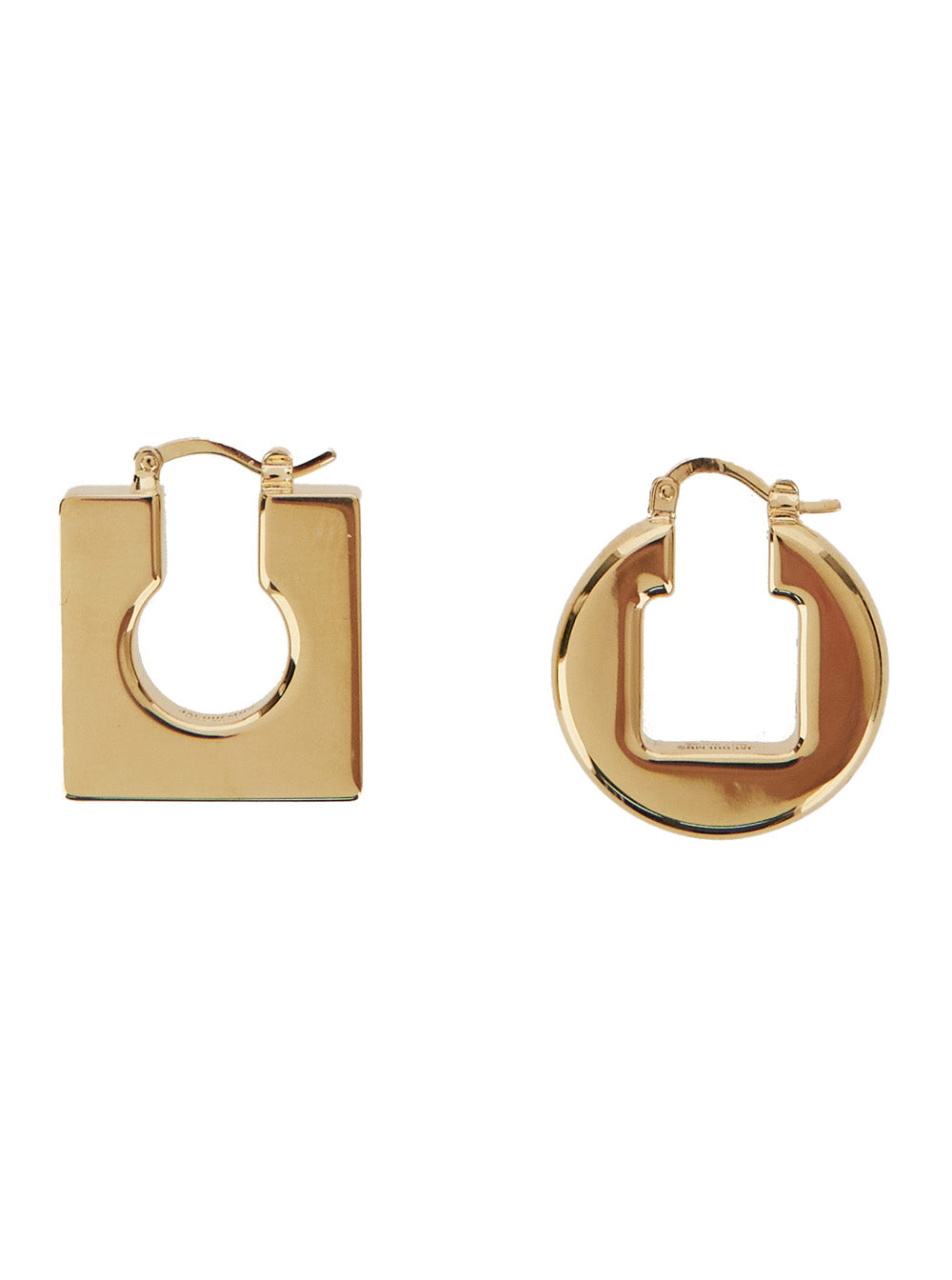 Les Boucles Rond Carre Metallic Earings With Rear Hinged Closure Gold Plated Metal Woman Earrings