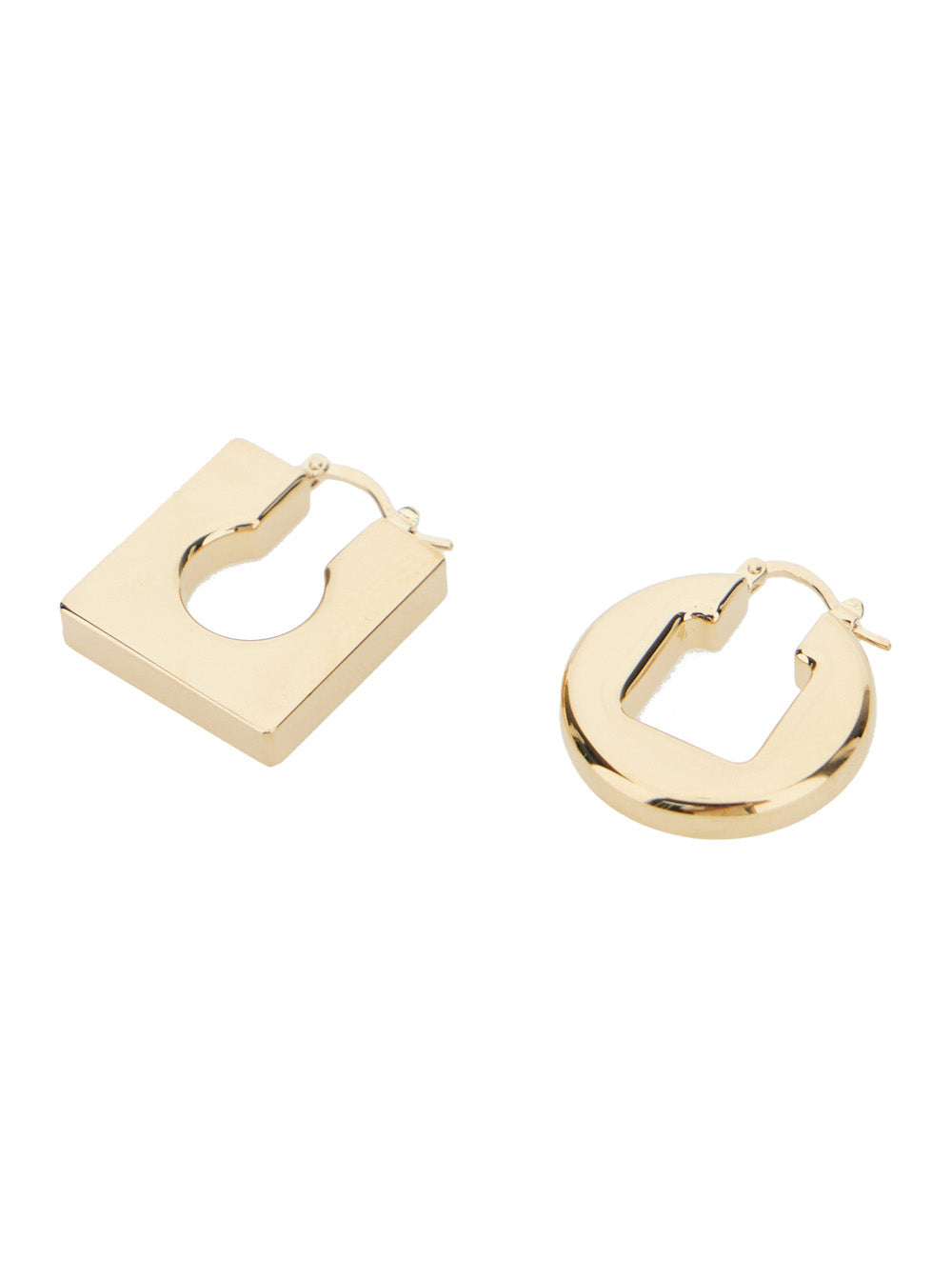 Les Boucles Rond Carre Metallic Earings With Rear Hinged Closure Gold Plated Metal Woman Earrings