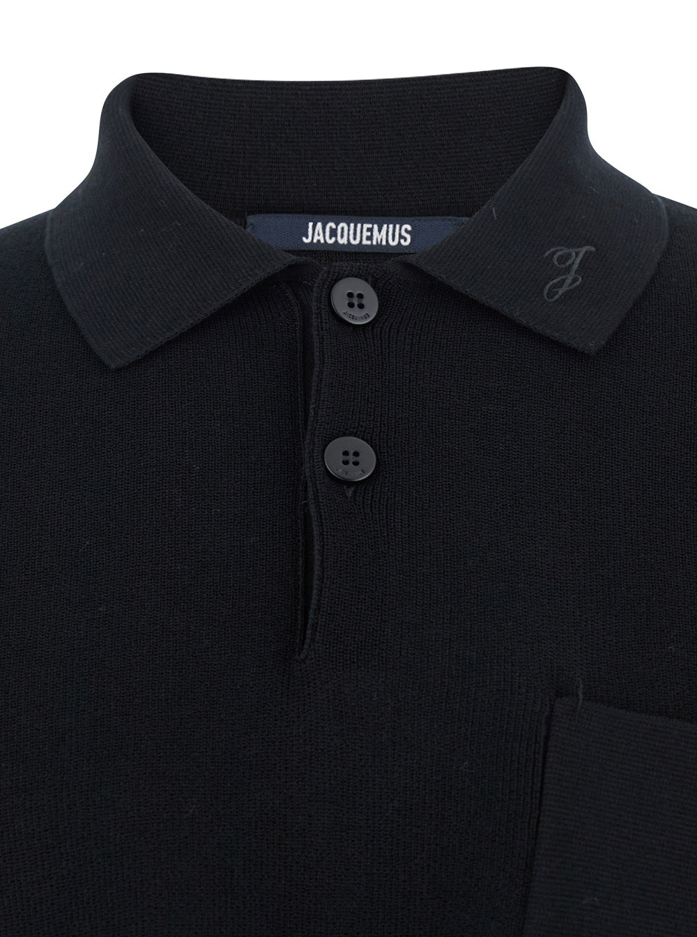 Black Polo Shirt with Tone-on-Tone Logo on Front in Cotton Knit Man Tshirts And