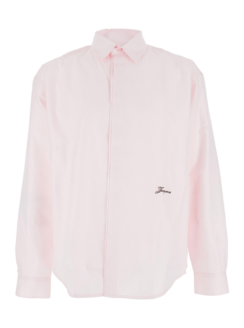 Simon Pink Shirt with Logo Lettering on the Front in Cotton Man And Blouses