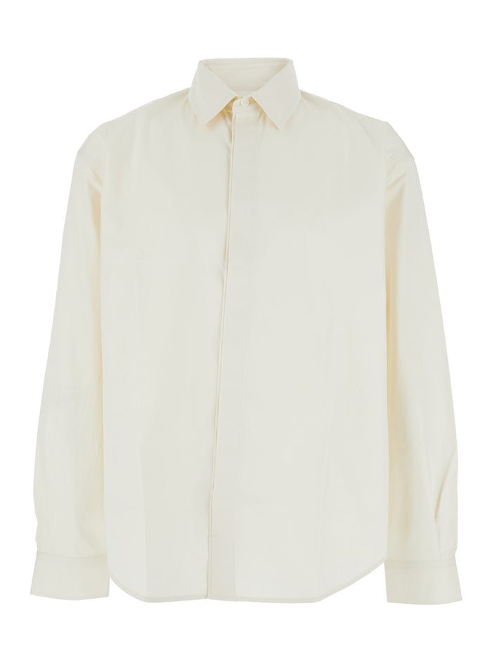 Henri White Shirt with Maxi J Logo on the Back in Cotton Man And Blouses