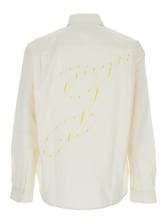 Henri White Shirt with Maxi J Logo on the Back in Cotton Man And Blouses