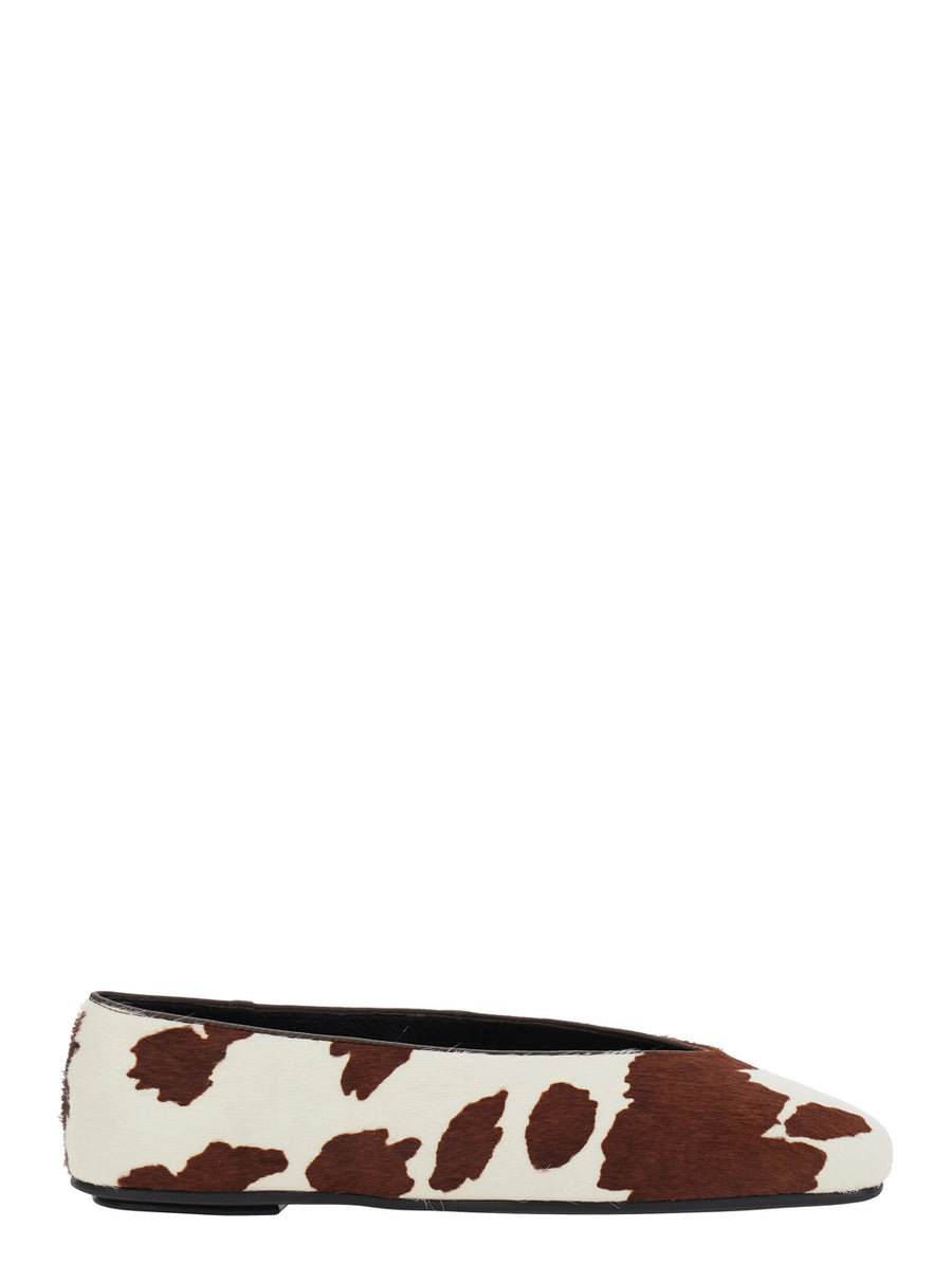 Brown Ballet Shoes With Animalier Print Cow Ballerina