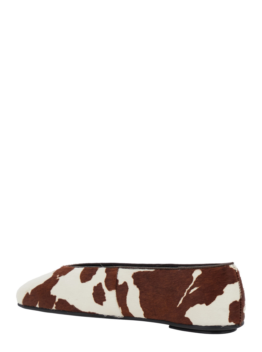 Brown Ballet Shoes with Animalier Print in Tech Fabric Woman Cow Ballerinas