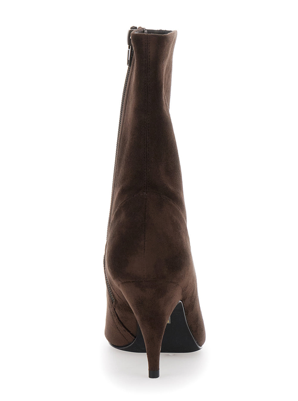 Brown Ankle Boots with Pointed Toe in Leather Woman Fabric