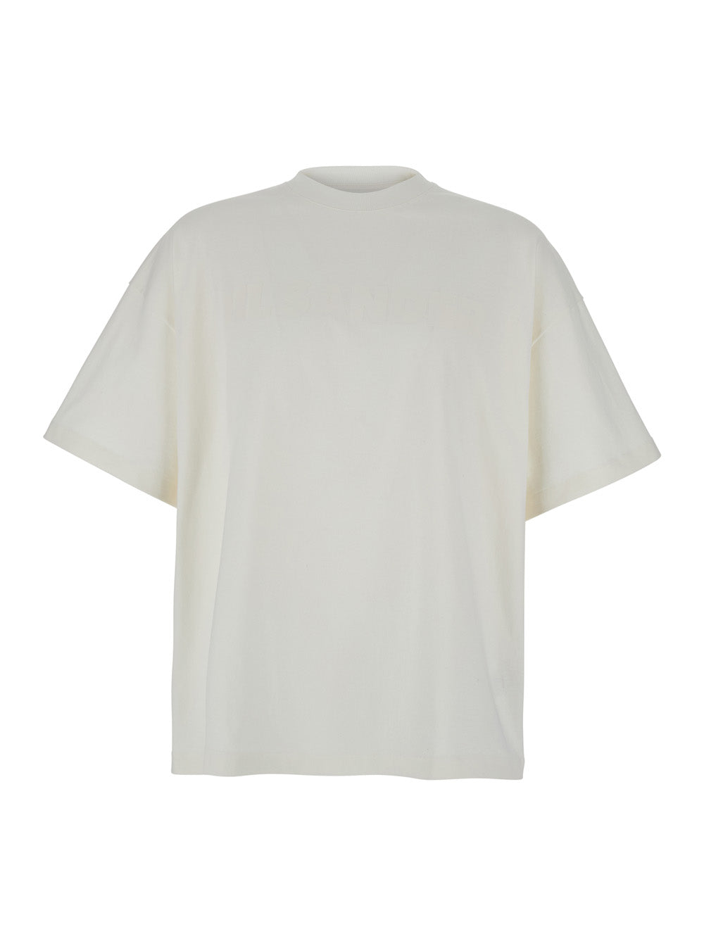 White Crewneck T-Shirt with Front Logo Print in Cotton Man Tshirts And Polo Shirts