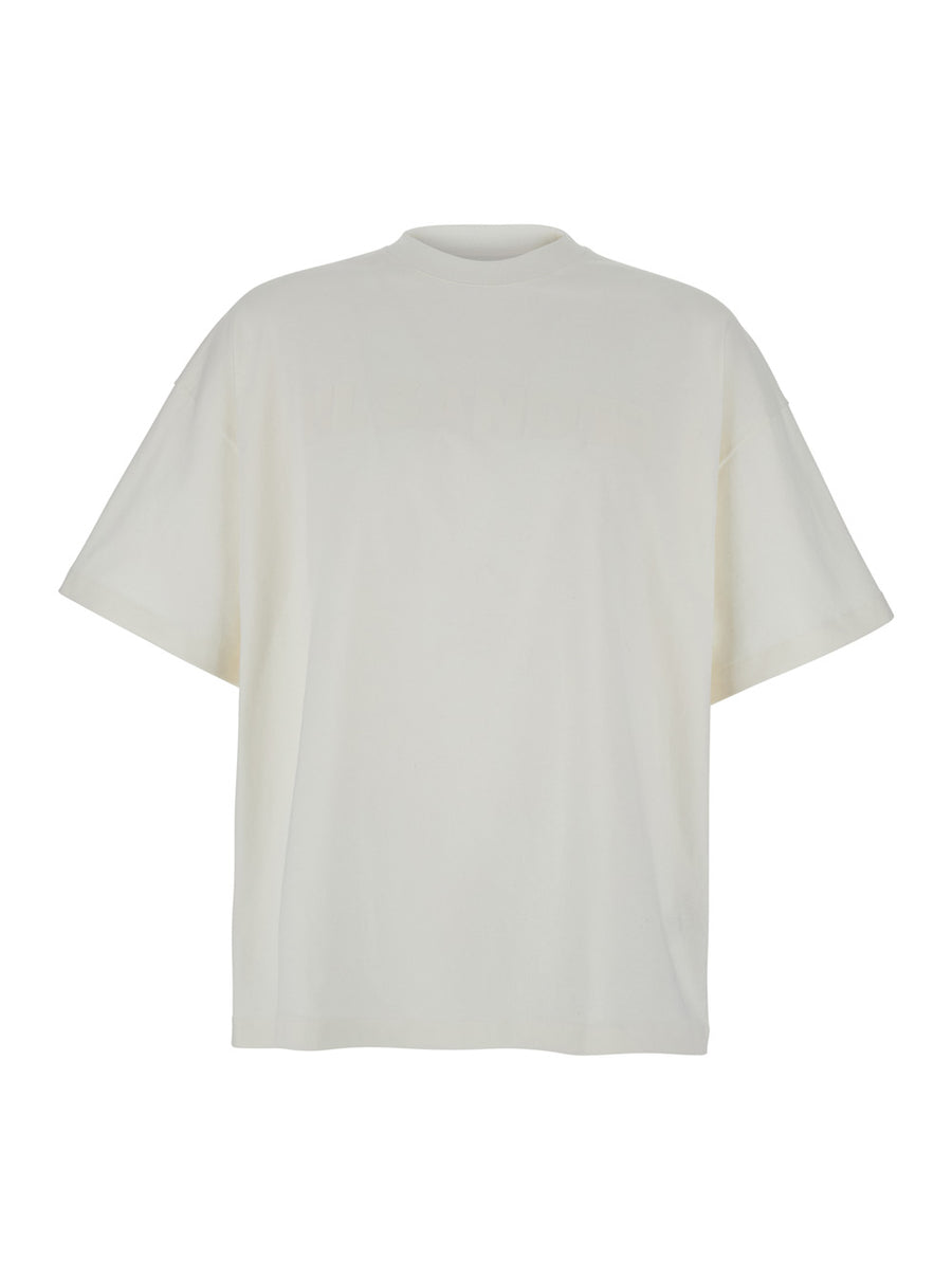 White Cotton Crewneck T-Shirt With Logo T-shirts