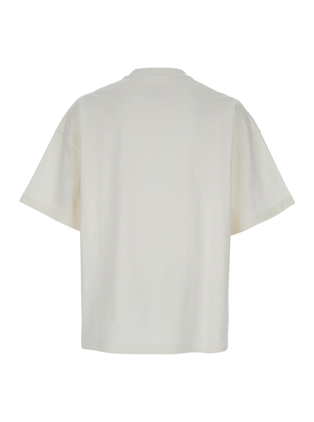 White Crewneck T-Shirt with Front Logo Print in Cotton Man Tshirts And Polo Shirts