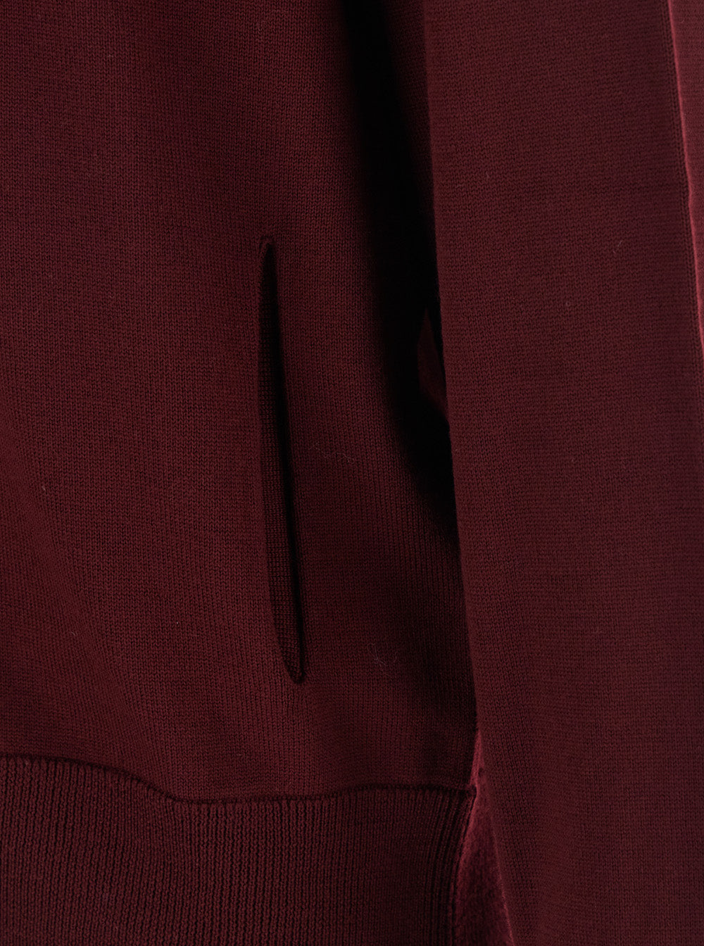 Bordeaux Cardigan with High Neck and Front Zip Closure in Wool Man Virgin Jersey